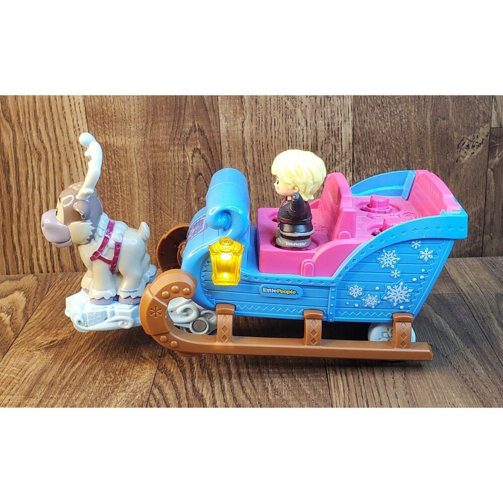 Fisher Price Little People Disney Frozen Kristoff Sleigh Sven Vehicle Light Up